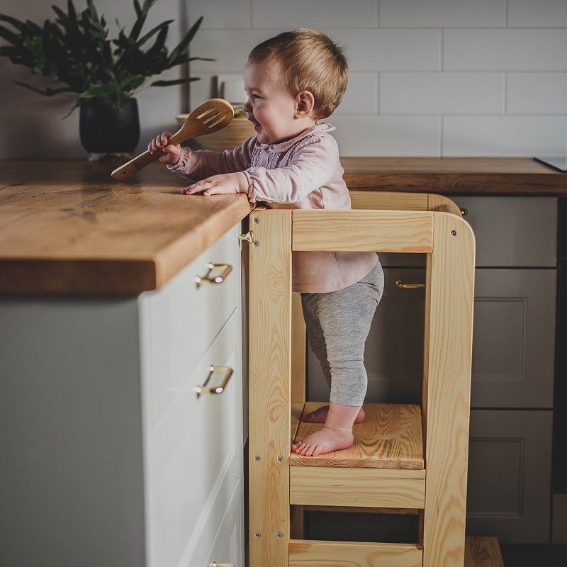 MeowBaby Fa konyhai kisegítő gyerekeknek, táblával, 30kg, 51x90x39cm - natúr MeowBaby Fa konyhai kisegítő gyerekeknek, táblával, 30kg, 51x90x39cm - natúr