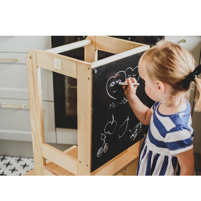 MeowBaby Fa konyhai kisegítő gyerekeknek, táblával, 30kg, 51x90x39cm - natúr MeowBaby Fa konyhai kisegítő gyerekeknek, táblával, 30kg, 51x90x39cm - natúr