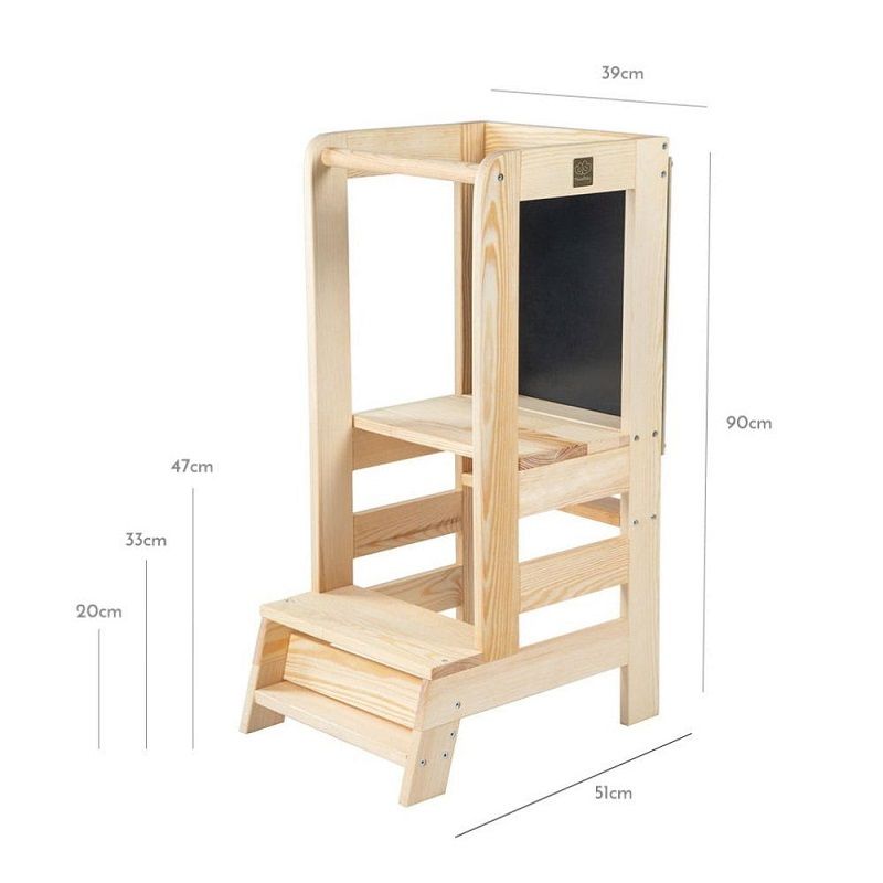 MeowBaby Fa konyhai kisegítő gyerekeknek, táblával, 30kg, 51x90x39cm - natúr MeowBaby Fa konyhai kisegítő gyerekeknek, táblával, 30kg, 51x90x39cm - natúr
