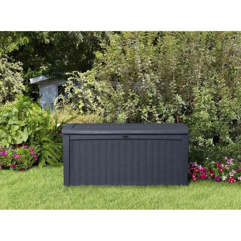 Keter Borneo műrattan kerti tároló 416lit, 129,5x70x62,5cm - antracit (17197731) Keter Borneo műrattan kerti tároló 416lit, 129,5x70x62,5cm - antracit (17197731)