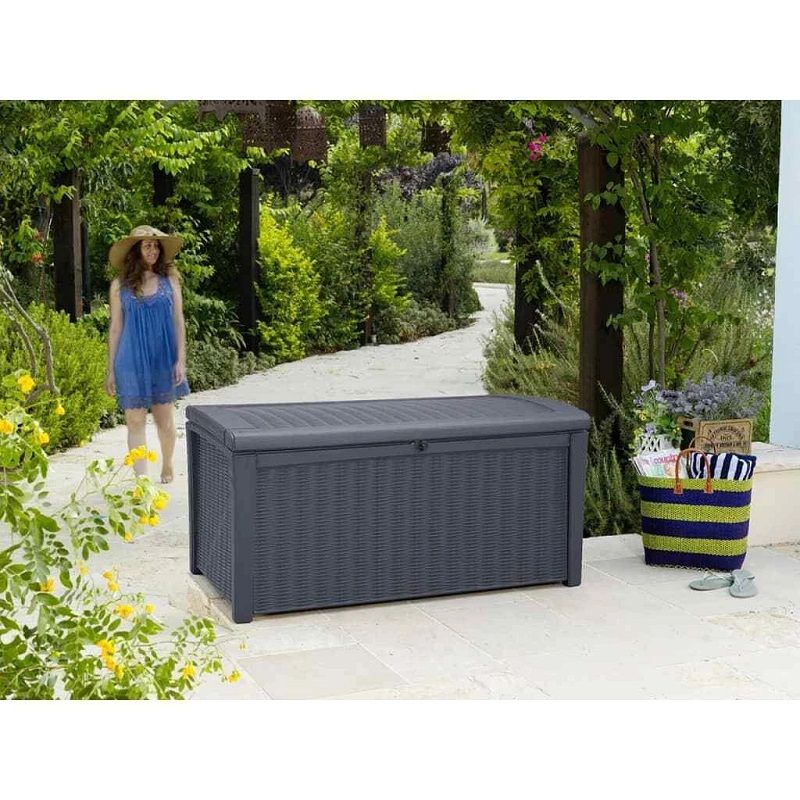 Keter Borneo műrattan kerti tároló 416lit, 129,5x70x62,5cm - antracit (17197731) Keter Borneo műrattan kerti tároló 416lit, 129,5x70x62,5cm - antracit (17197731)