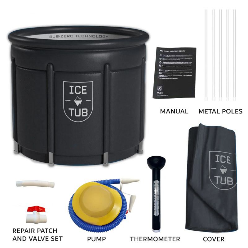 Ice Tube felfújható jégfürdő, fedéllel, pumpával, 75x75x65cm - fekete Ice Tube felfújható jégfürdő, fedéllel, pumpával, 75x75x65cm - fekete
