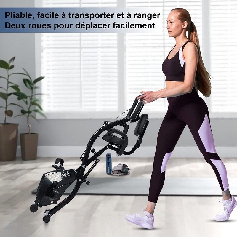 DCFORM összecsukható szobakerékpár, lcd kijelzővel, háttámlával, húzózsinórokkal 130kg - fekete (Deform01) 