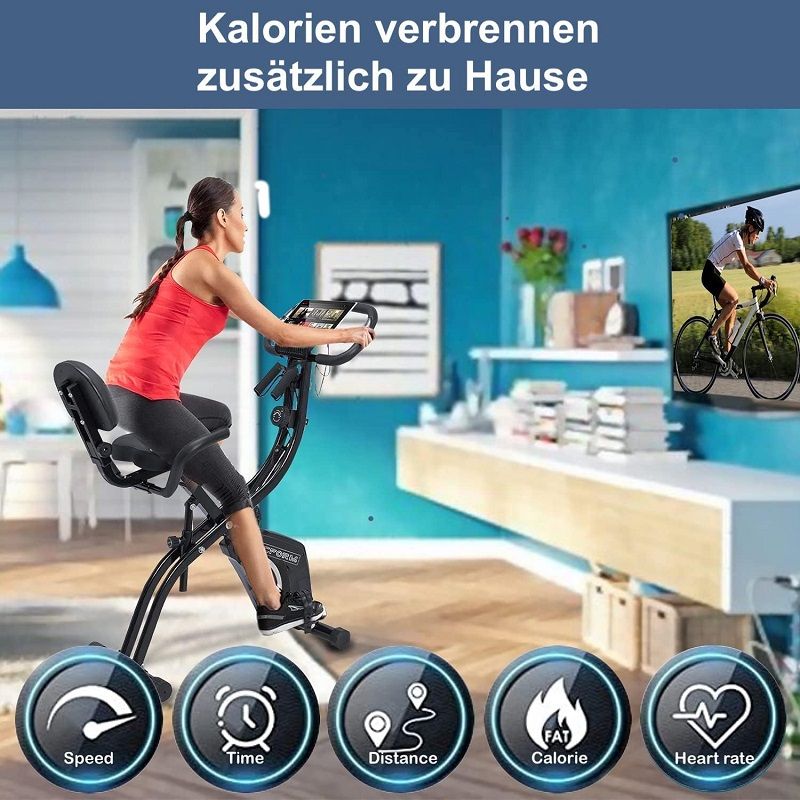 DCFORM összecsukható szobakerékpár, lcd kijelzővel, háttámlával, húzózsinórokkal 130kg - fekete (Deform01) 