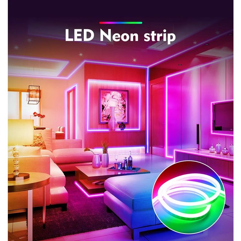 RGB Neon led szalag, távirányítóval, app vezérléssel, 10m, 1000W (2835) RGB Neon led szalag, távirányítóval, app vezérléssel, 10m, 1000W (2835)