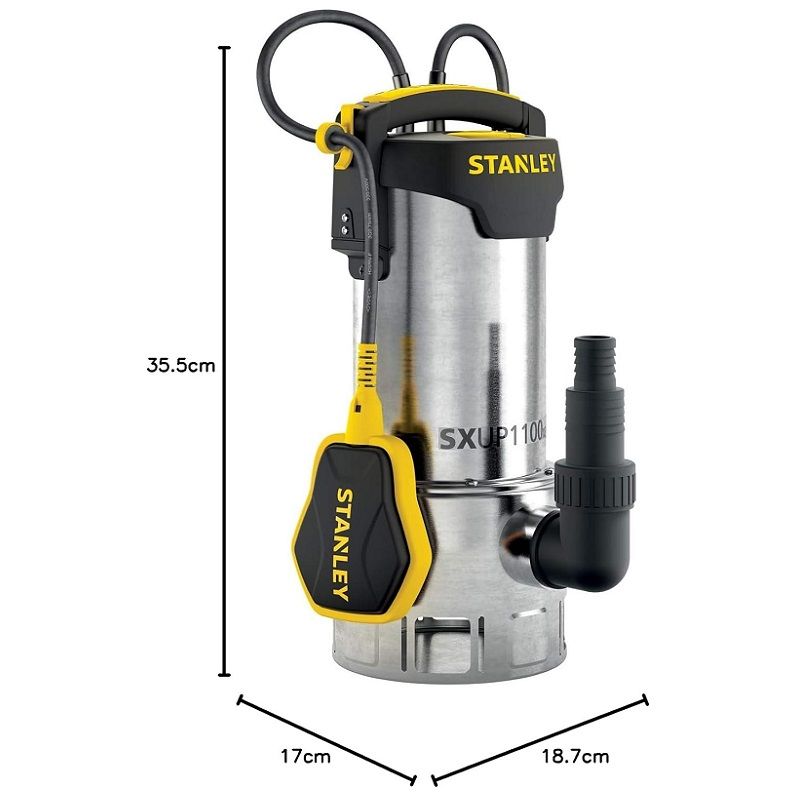 Stanley SXUP1100XDE merülő szivattyú, 1100W, 16500l/h, 10,5m - rozsdamentes acél Stanley SXUP1100XDE merülő szivattyú, 1100W, 16500l/h, 10,5m - rozsdamentes acél