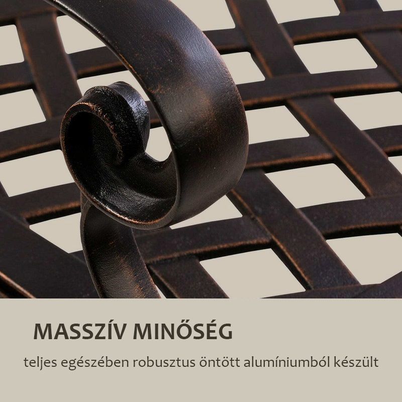 Blumfeldt Pozzilli AN időjárásálló kerti pad, öntött alumínium, 103x85x60cm - barna (GDW27)