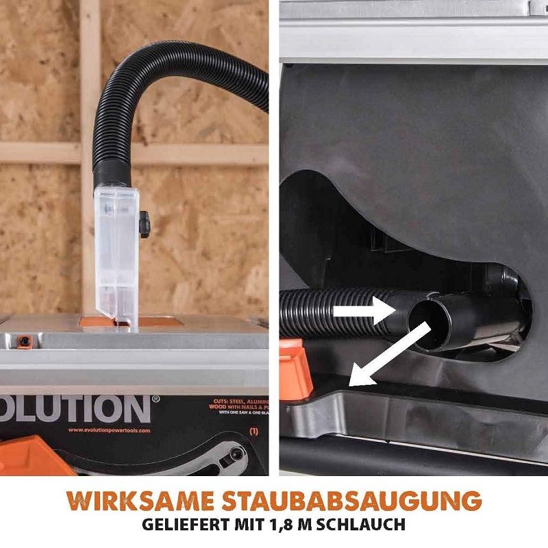 Evolution Rage 5-S asztali körfűrész, kerekes állvánnyal, 255mm, 1500W (057-0003) Evolution Rage 5-S asztali körfűrész, kerekes állvánnyal, 255mm, 1500W (057-0003)