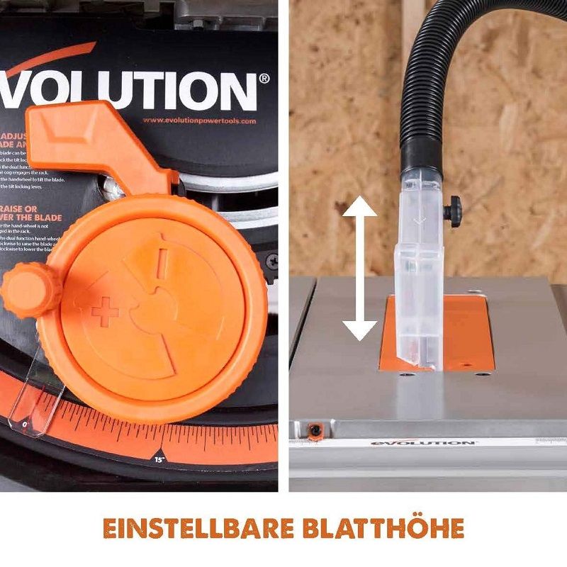 Evolution Rage 5-S asztali körfűrész, kerekes állvánnyal, 255mm, 1500W (057-0003) Evolution Rage 5-S asztali körfűrész, kerekes állvánnyal, 255mm, 1500W (057-0003)