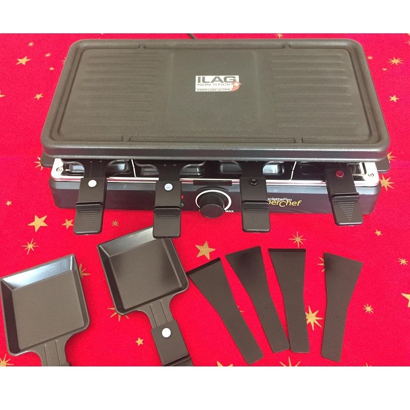 Superchef RC200 elektromos raclette grillsütő, 8 személyes, 1300W - fekete Superchef RC200 elektromos raclette grillsütő, 8 személyes, 1300W - fekete