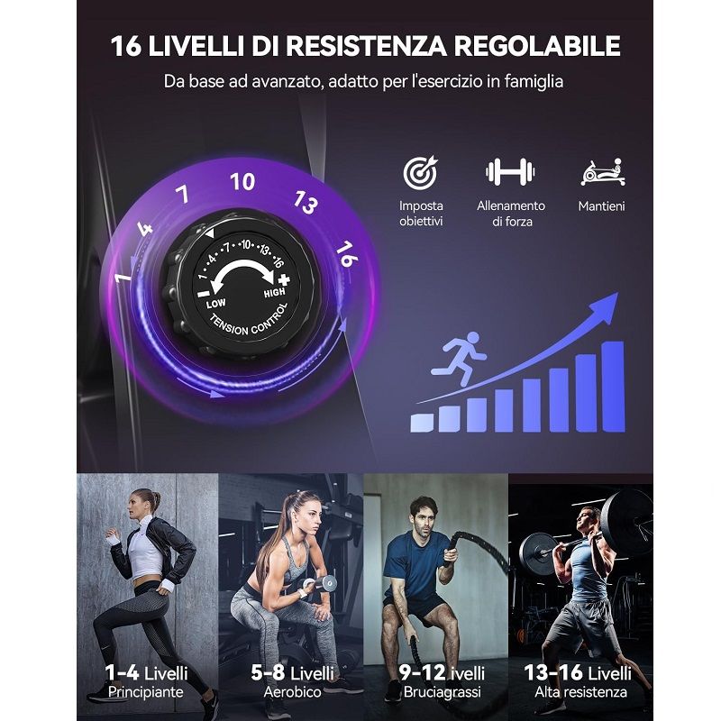 DMASUN evezőpad, mágneses ellenállással, lcd kijelzővel, app kompatibilitással, 160kg - fekete/szürke (106B)