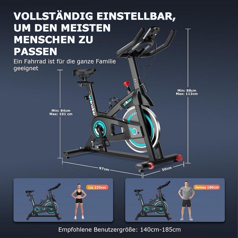 Wenoker JC303 spinning szobakerékpár, kijelzővel, 12 kg-os lendkerék, 140 kg-os teherbírással - fekete Wenoker JC303 spinning szobakerékpár, kijelzővel, 12 kg-os lendkerék, 140 kg-os teherbírással - fekete