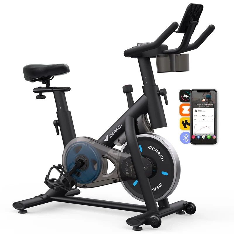 Merach MR-S26 spinning szobakerékpár, bluetooth csatlakozással, led kijelzővel, 130 kg-os terhelhetőséggel - fekete Merach MR-S26 spinning szobakerékpár, bluetooth csatlakozással, led kijelzővel, 130 kg-os terhelhetőséggel - fekete
