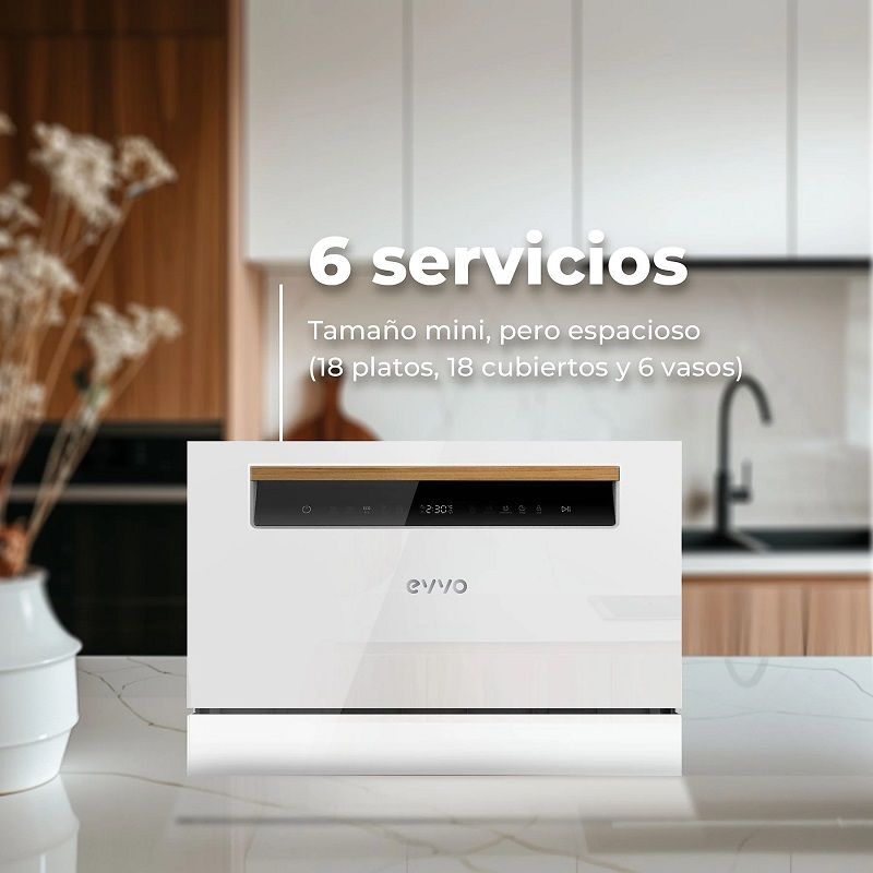 EVVO Mini D mini mosogatógép, 6 teríték, 8 program - fehér EVVO Mini D mini mosogatógép, 6 teríték, 8 program - fehér