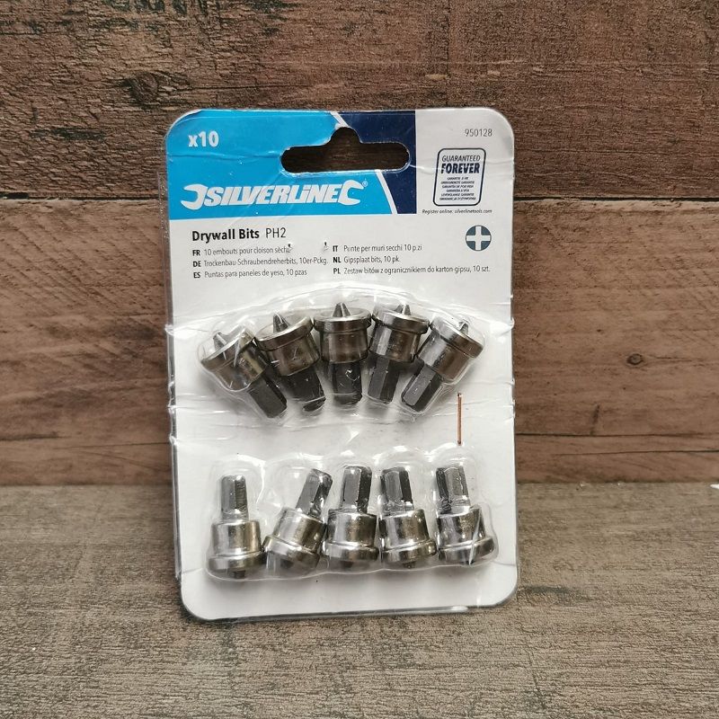 Silverline Tools 10 db-os gipszkarton csavar készlet ütközővel, PH2, króm-vanádium acél (950128) Silverline Tools 10 db-os gipszkarton csavar készlet ütközővel, PH2, króm-vanádium acél (950128)