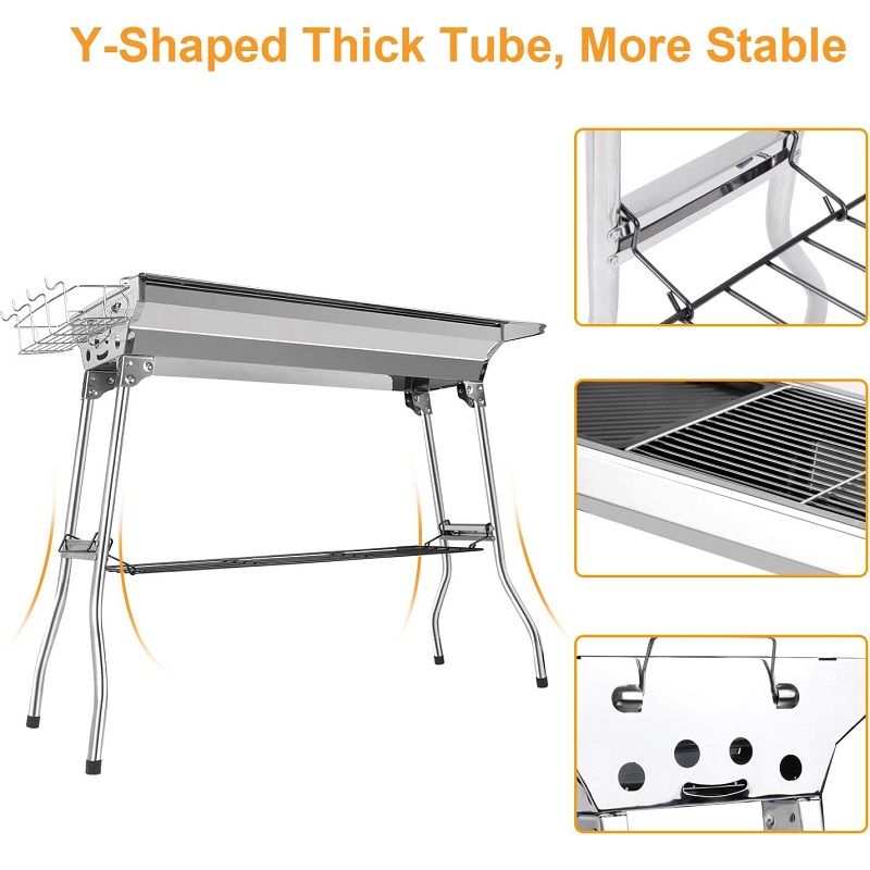Fixget BBQ összecsukható faszenes grillsütő, 100x33,5x70cm - rozsdamentes acél Fixget BBQ összecsukható faszenes grillsütő, 100x33,5x70cm - rozsdamentes acél