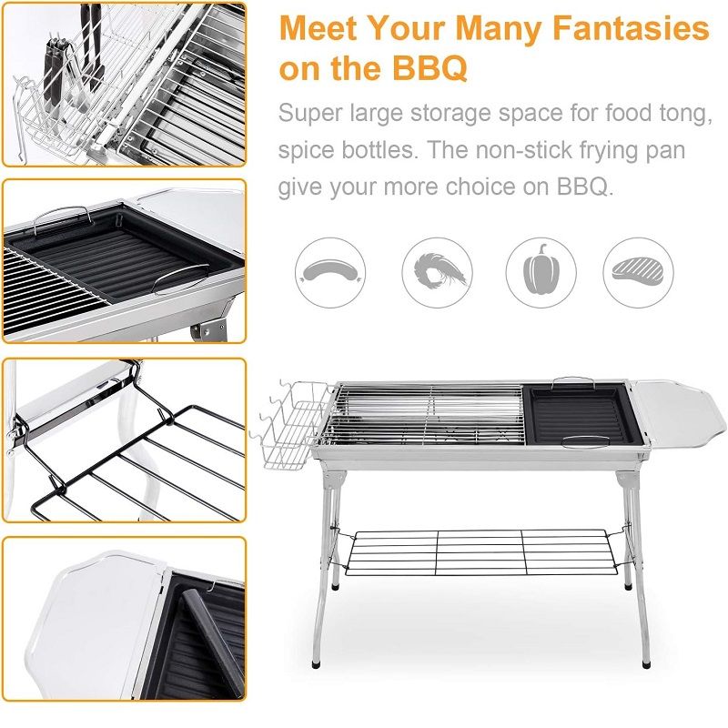 Fixget BBQ összecsukható faszenes grillsütő, 100x33,5x70cm - rozsdamentes acél Fixget BBQ összecsukható faszenes grillsütő, 100x33,5x70cm - rozsdamentes acél