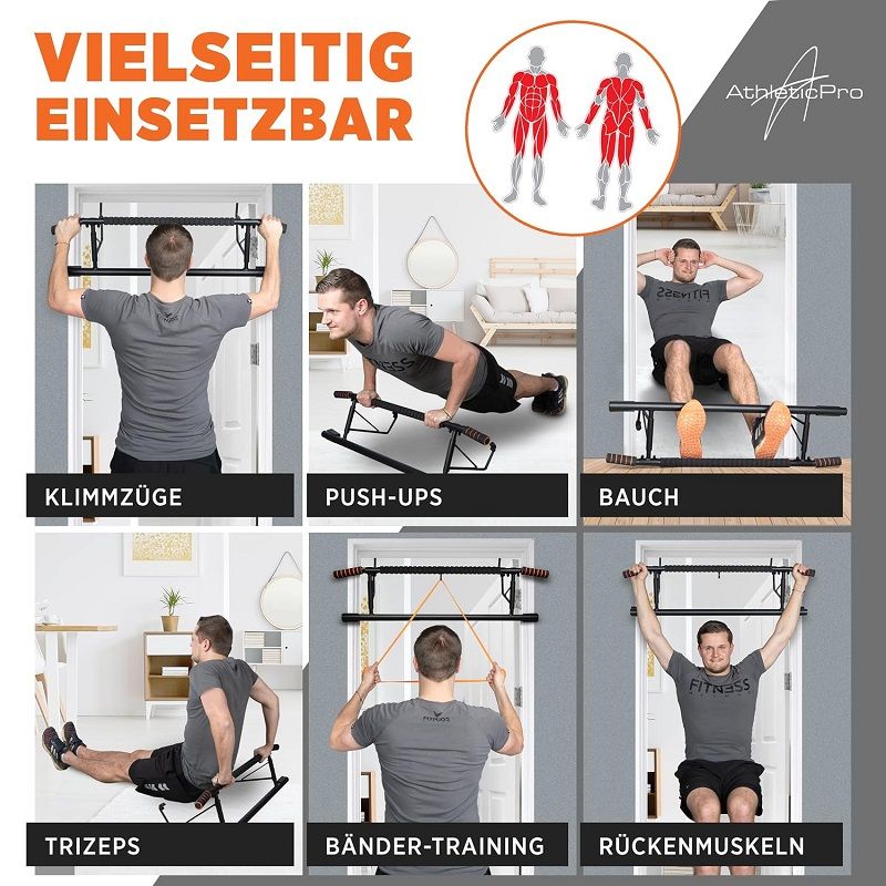 AthleticPro AP001 multifunkciós húzódzkodó rúd, 200kg-ig - fekete