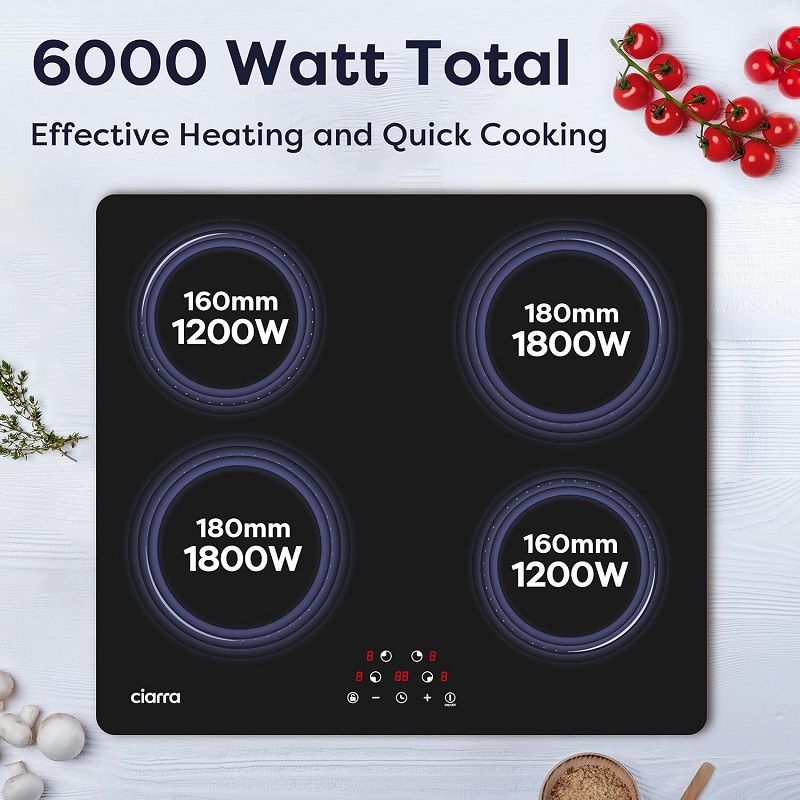 Ciarra 4 zónás beépített indukciós főzőlap, 6000W, 590x520x62mm - fekete (CBBIH4-C) Ciarra 4 zónás beépített indukciós főzőlap, 6000W, 590x520x62mm - fekete (CBBIH4-C)