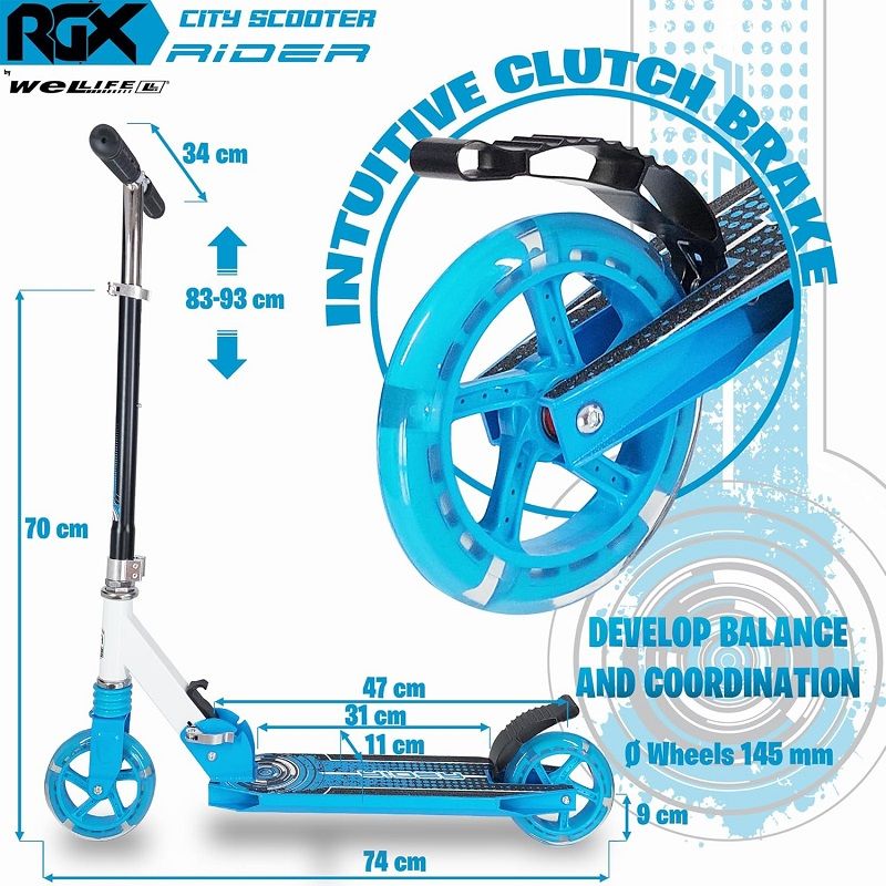Wellife RGX összecsukható roller, világító kerekekkel, 100kg-ig - kék Wellife RGX összecsukható roller, világító kerekekkel, 100kg-ig - kék