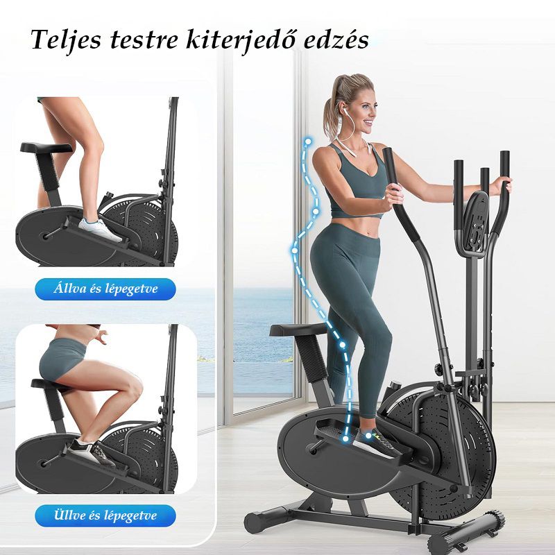 Cowmew BL032 2az1-ben fitneszgép, kijelzővel, 120kg-ig - szürke