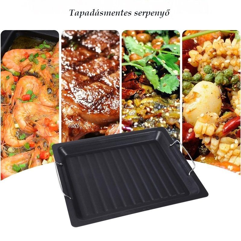 Fixget BBQ összecsukható faszenes grillsütő, tapadásmentes serpenyővel, nagy ráccsal, 100x33,5x70cm - rozsdamentes acél Fixget BBQ összecsukható faszenes grillsütő, tapadásmentes serpenyővel, nagy ráccsal, 100x33,5x70cm - rozsdamentes acél