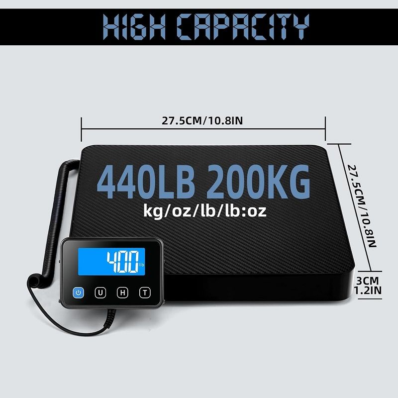Elektronikus csomagmérleg, digitális kijelzővel, 200kg-ig - fekete (P2H)