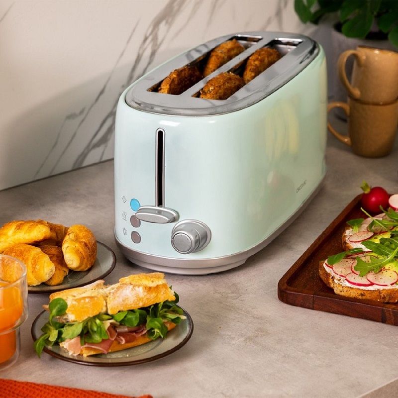 Cecotec Toast&Taste 1600 retró kenyérpirító, 4 szeletes, 1630W - kék (03235) Cecotec Toast&Taste 1600 retró kenyérpirító, 4 szeletes, 1630W - kék (03235)