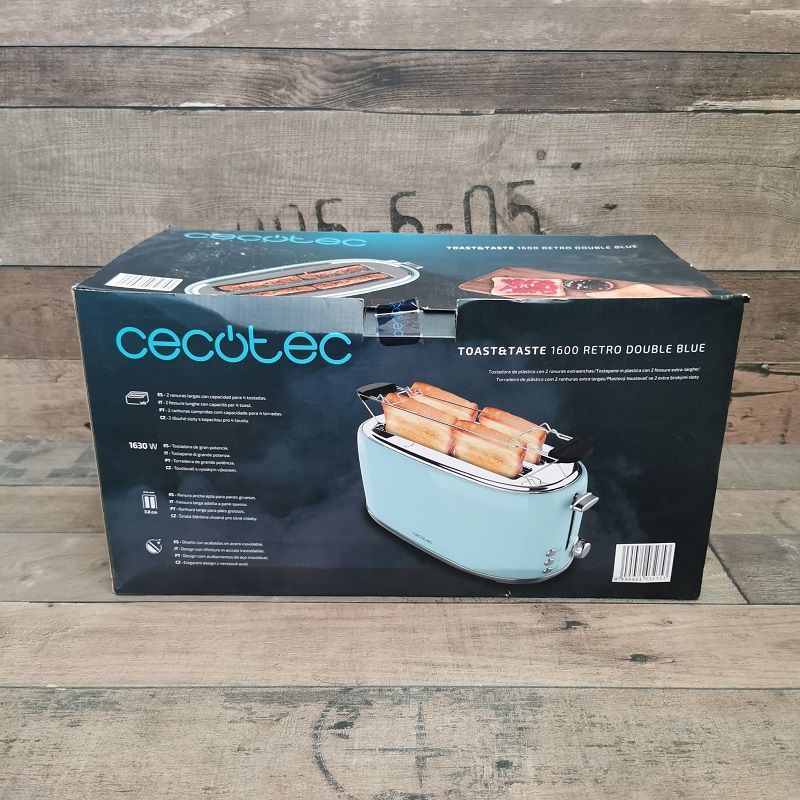 Cecotec Toast&Taste 1600 retró kenyérpirító, 4 szeletes, 1630W - kék (03235) Cecotec Toast&Taste 1600 retró kenyérpirító, 4 szeletes, 1630W - kék (03235)