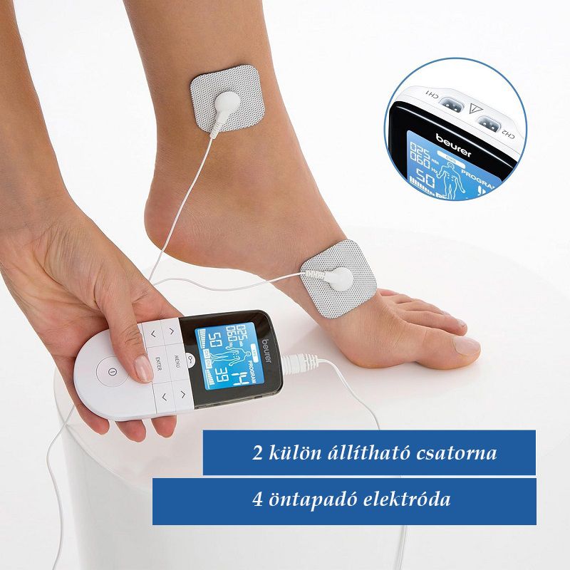 Beurer EM 49 digitális TENS/EMS készülék, 4 öntapadó elektródával - fehér Beurer EM 49 digitális TENS/EMS készülék, 4 öntapadó elektródával - fehér