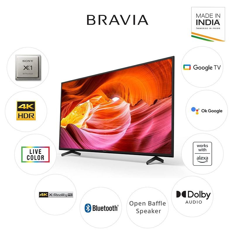 Sony BRAVIA 4K UHD Smart Google televízió 43"/108cm, fekete (KD43X75K) - használt
