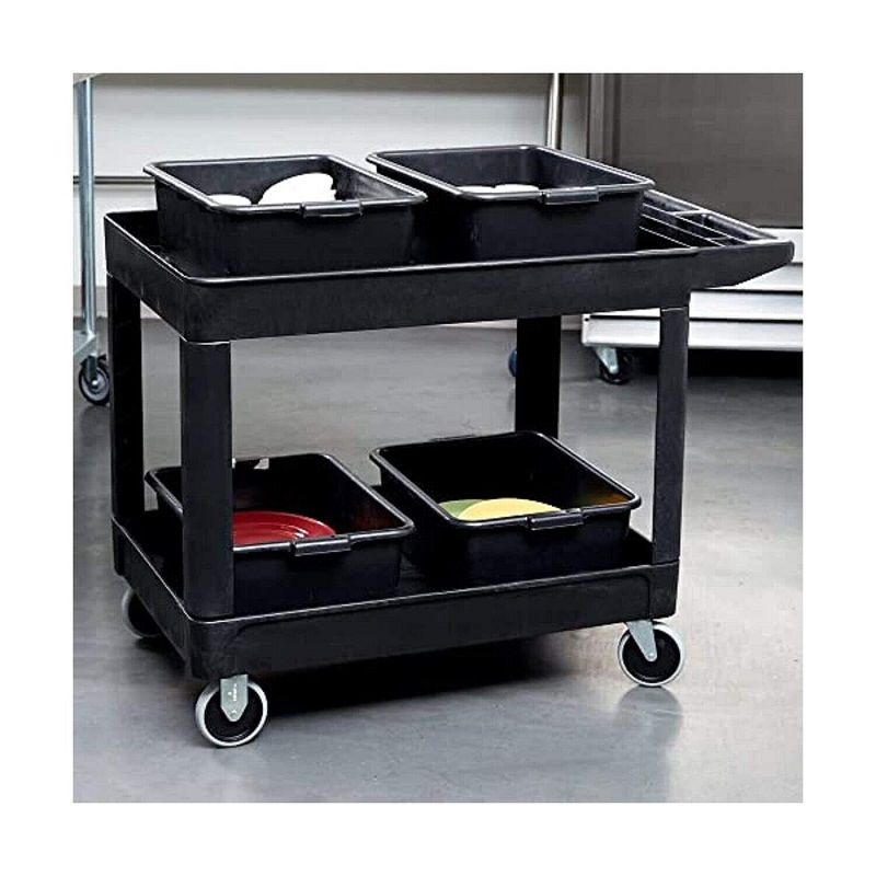 Rubbermaid 4520-88 nagy teherbírású, 2 polcos segédkocsi, 230kg, 108x65x82,5cm - fekete (min. szállítássérült) Rubbermaid 4520-88 nagy teherbírású, 2 polcos segédkocsi, 230kg, 108x65x82,5cm - fekete (min. szállítássérült)