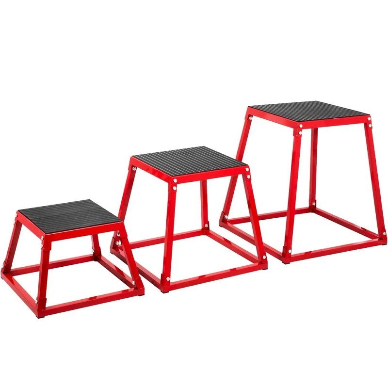 Vevor Plyo ugródoboz készlet acélból, 30/46/61cm - piros/fekete Vevor Plyo ugródoboz készlet acélból, 30/46/61cm - piros/fekete