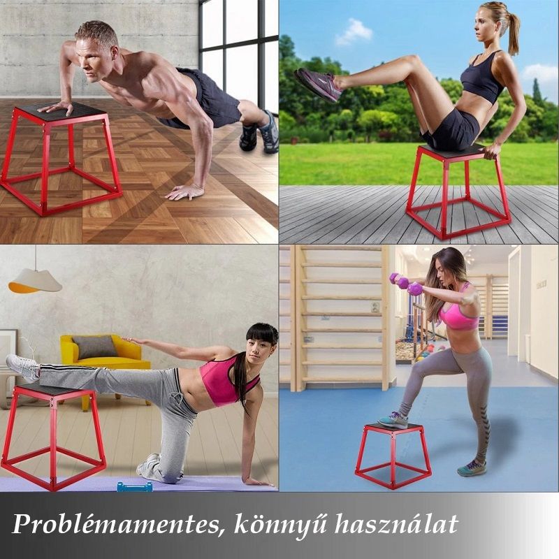 Vevor Plyo ugródoboz készlet acélból, 30/46/61cm - piros/fekete Vevor Plyo ugródoboz készlet acélból, 30/46/61cm - piros/fekete