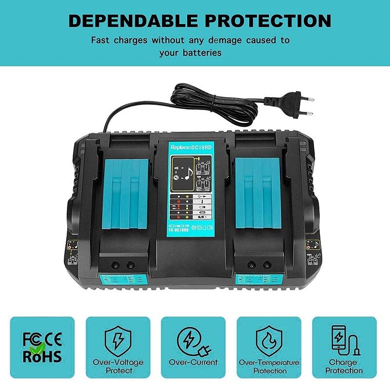 Makita DC18RD dupla gyorstöltő LXT 7,2V-18V - utángyártott Makita DC18RD dupla gyorstöltő LXT 7,2V-18V - utángyártott