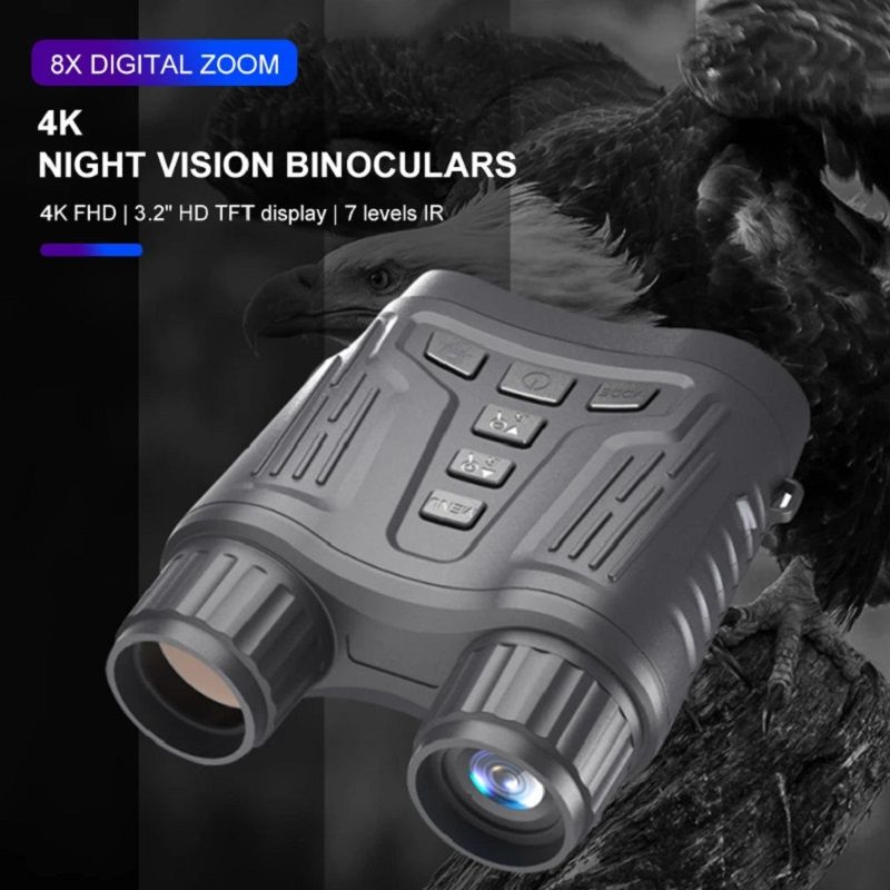NV2810 éjjellátó távcső, infravörös megvilágítással, 8-szoros Zoom, 4K felbontás - fekete