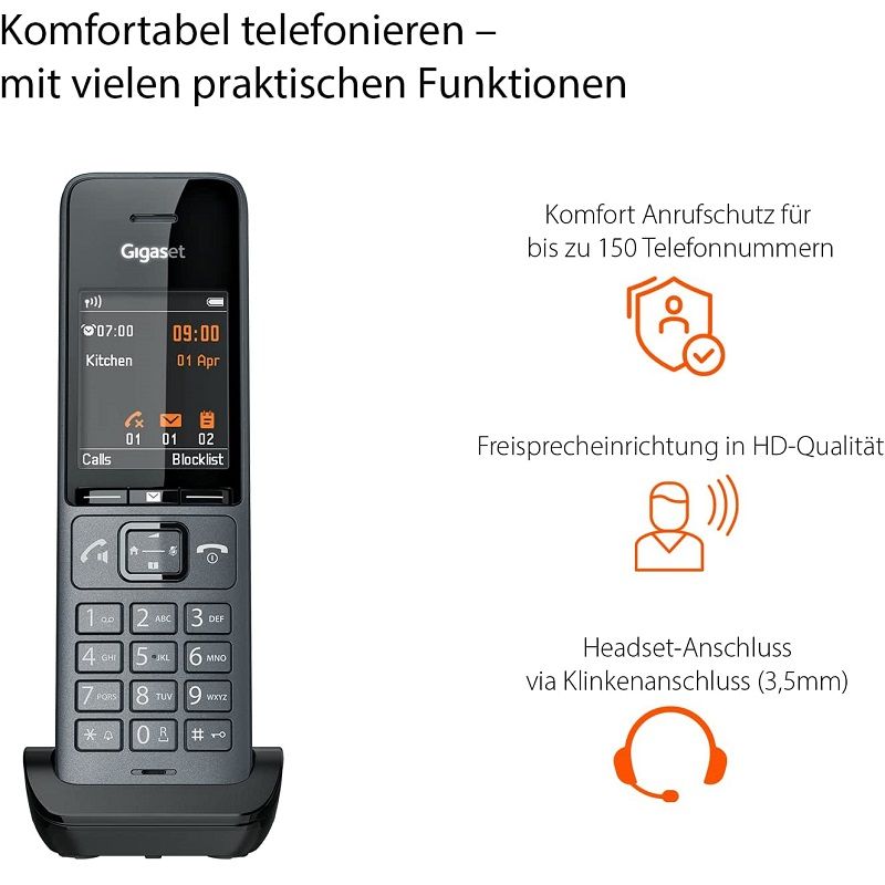 Gigaset Comfort 520 HX vezeték nélküli telefon, DECT - titánium/fekete Gigaset Comfort 520 HX vezeték nélküli telefon, DECT - titánium/fekete