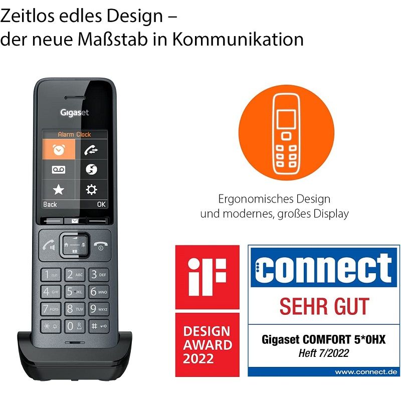 Gigaset Comfort 520 HX vezeték nélküli telefon, DECT - titánium/fekete Gigaset Comfort 520 HX vezeték nélküli telefon, DECT - titánium/fekete