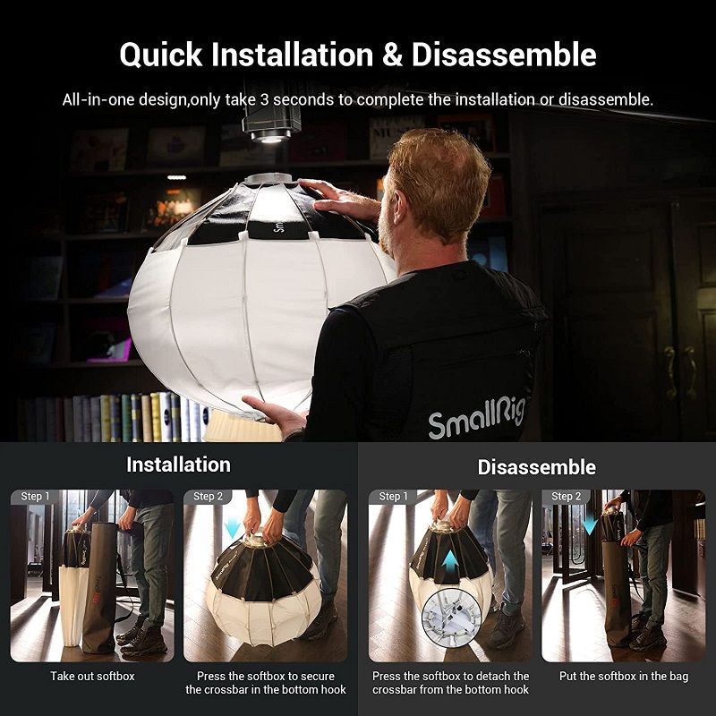 SmallRig RA-L65 lámpás softbox/gömb softbox, 65cm, hordtáskával SmallRig RA-L65 lámpás softbox/gömb softbox, 65cm, hordtáskával