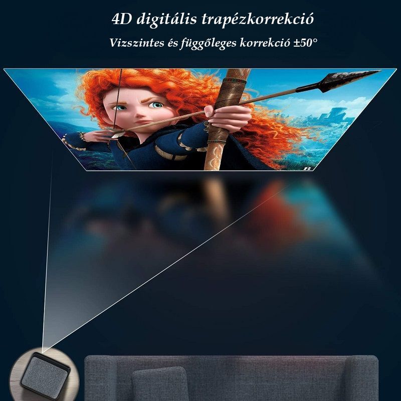 Wimius K1 4K 5G WiFi projektor, bluetooth, távirányítóval, 4D trapézkorrekcióval - fekete