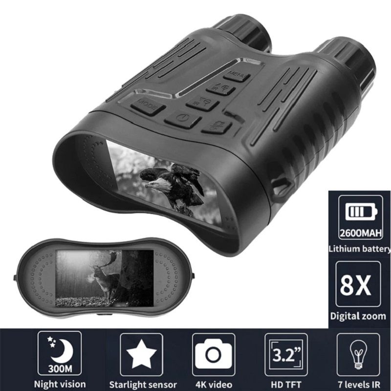 Coolife NV2810 éjjellátó távcső, infravörös megvilágítással, 8-szoros Zoom, 4K felbontás - fekete