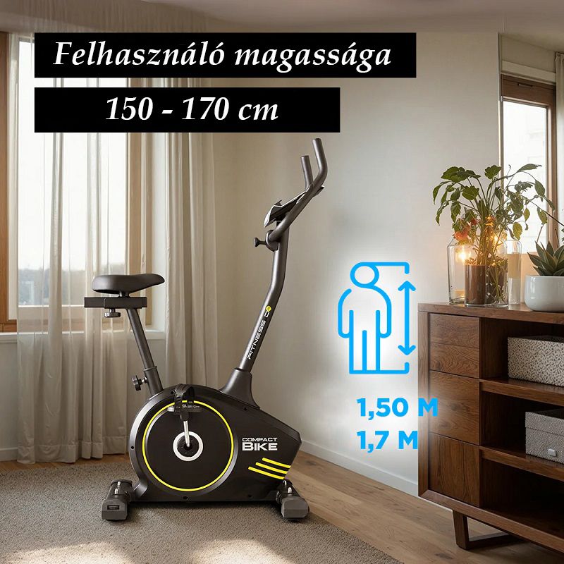 Fitness Dr. Compact Bike 2 szobakerékpár, lcd kijelzővel, 100kg - fekete (FIT02023)