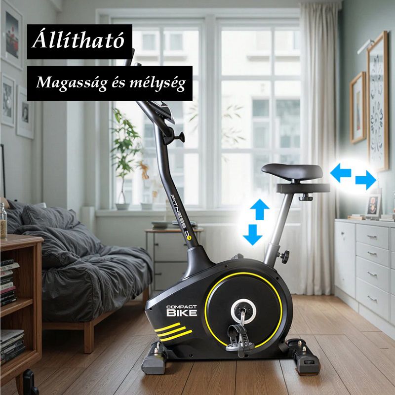 Fitness Dr. Compact Bike 2 szobakerékpár, lcd kijelzővel, 100kg - fekete (FIT02023)