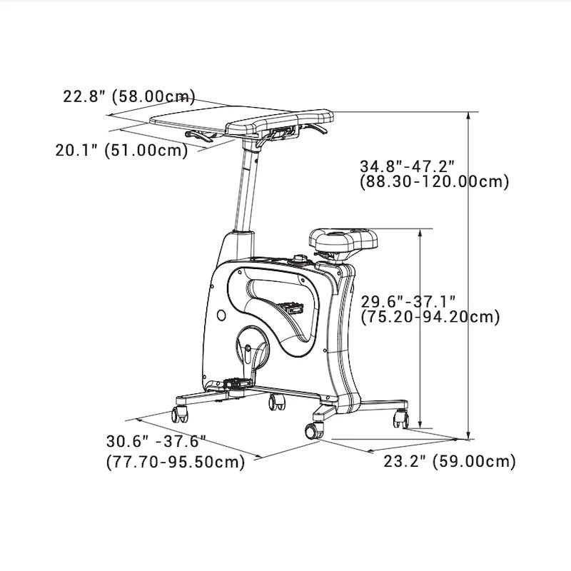 Ergoworks Deskbike szobakerékpár asztallal, lcd kijelzővel, 130kg - fehér (F209DT)
