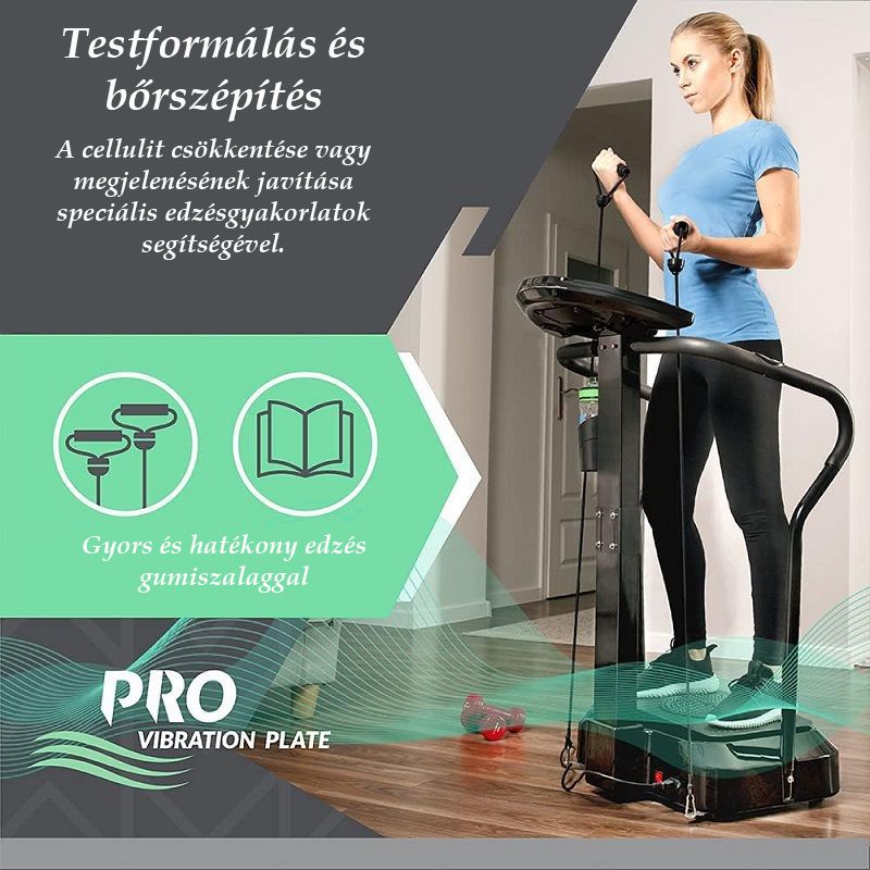 Bluefin Fitness Pro vibrációs tréner, kapaszkodóval, hangszórókkal, gumi kötéllel - fekete (min. esztétikai hibákkal)