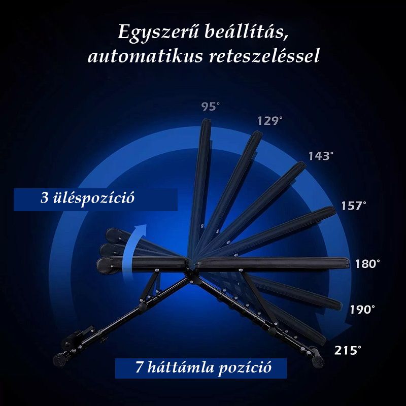 FLYBIRD FB-17YLD02 multifunkciós fekvenyomó pad, összecsukható szerkezettel, 360kg - fekete