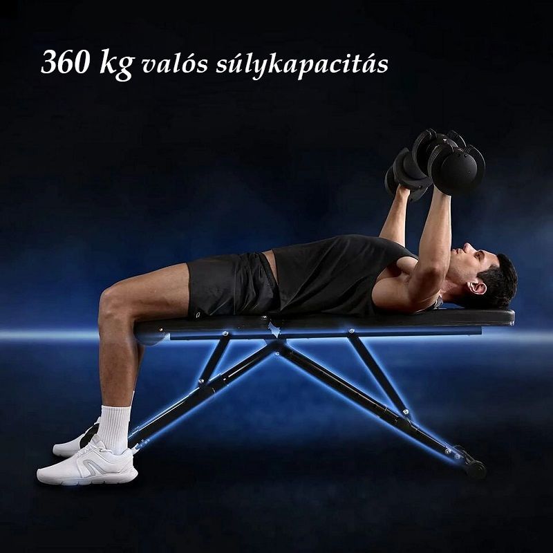 FLYBIRD FB-17YLD02 multifunkciós fekvenyomó pad, összecsukható szerkezettel, 360kg - fekete