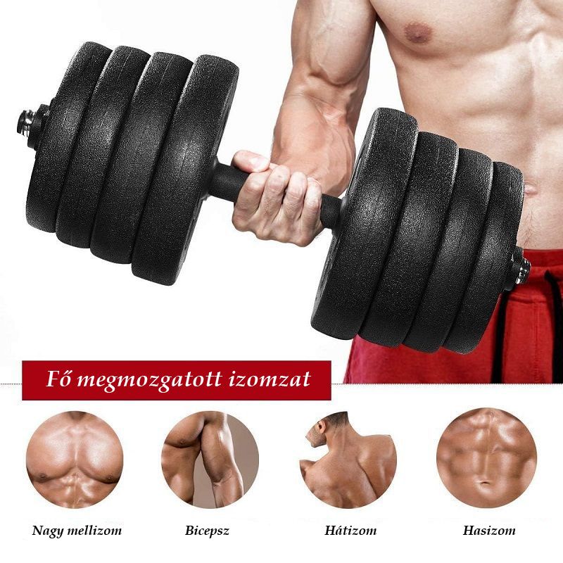 Besportble egykezes súlyzószett pár, állítható nehézséggel, 30kg-ig