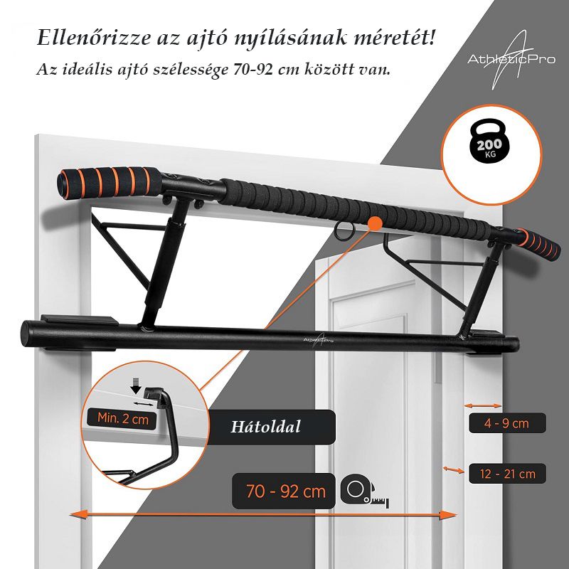 AthleticPro AP001 multifunkciós húzódzkodó rúd, 200kg-ig - fekete