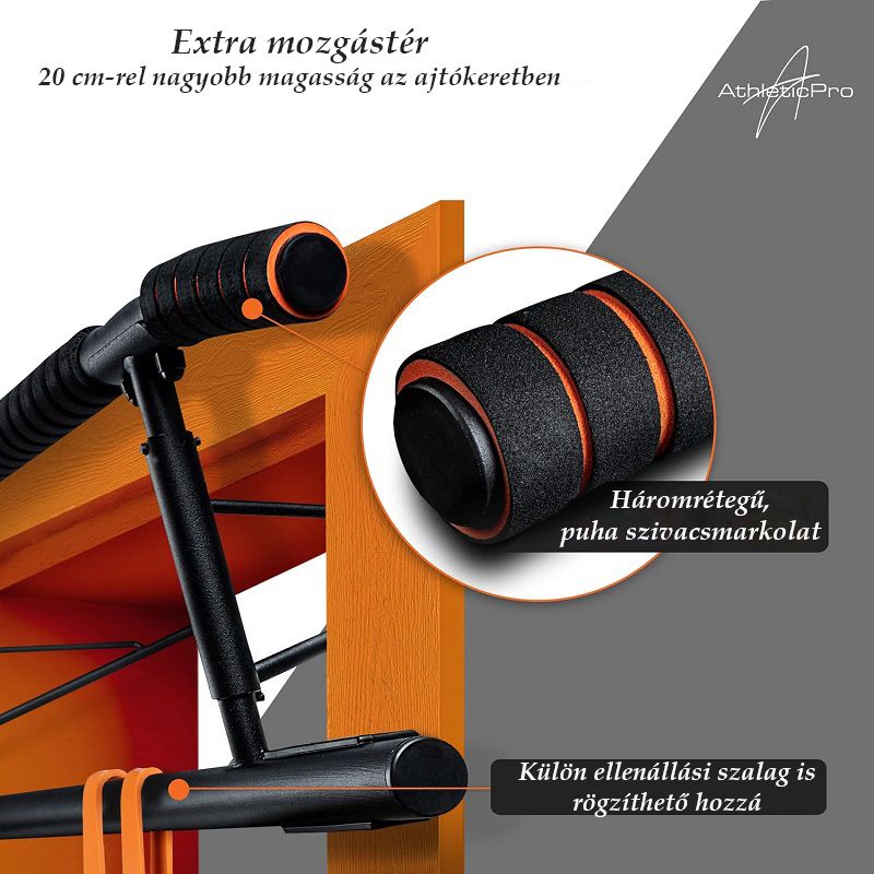 AthleticPro AP001 multifunkciós húzódzkodó rúd, 200kg-ig - fekete